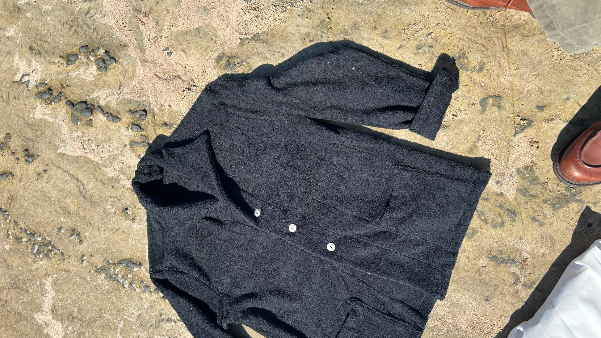 One Piece Towelling Shirt Long Sleeve - Black image 2