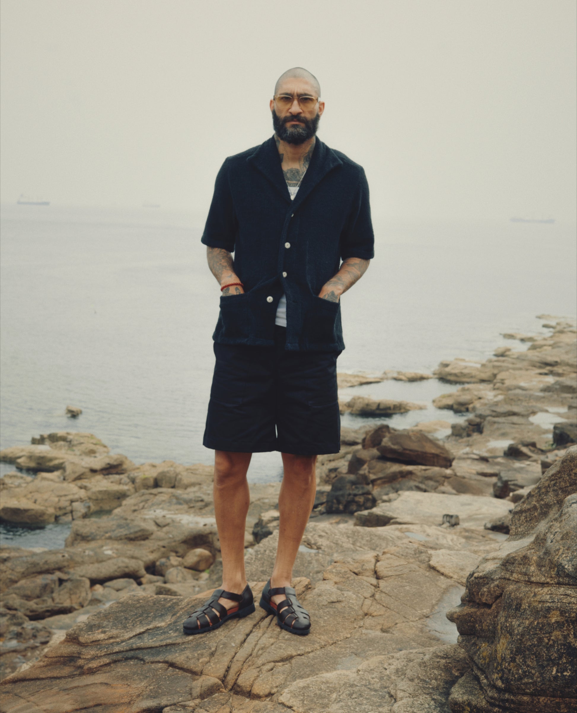 One Piece Towelling Shirt - Black